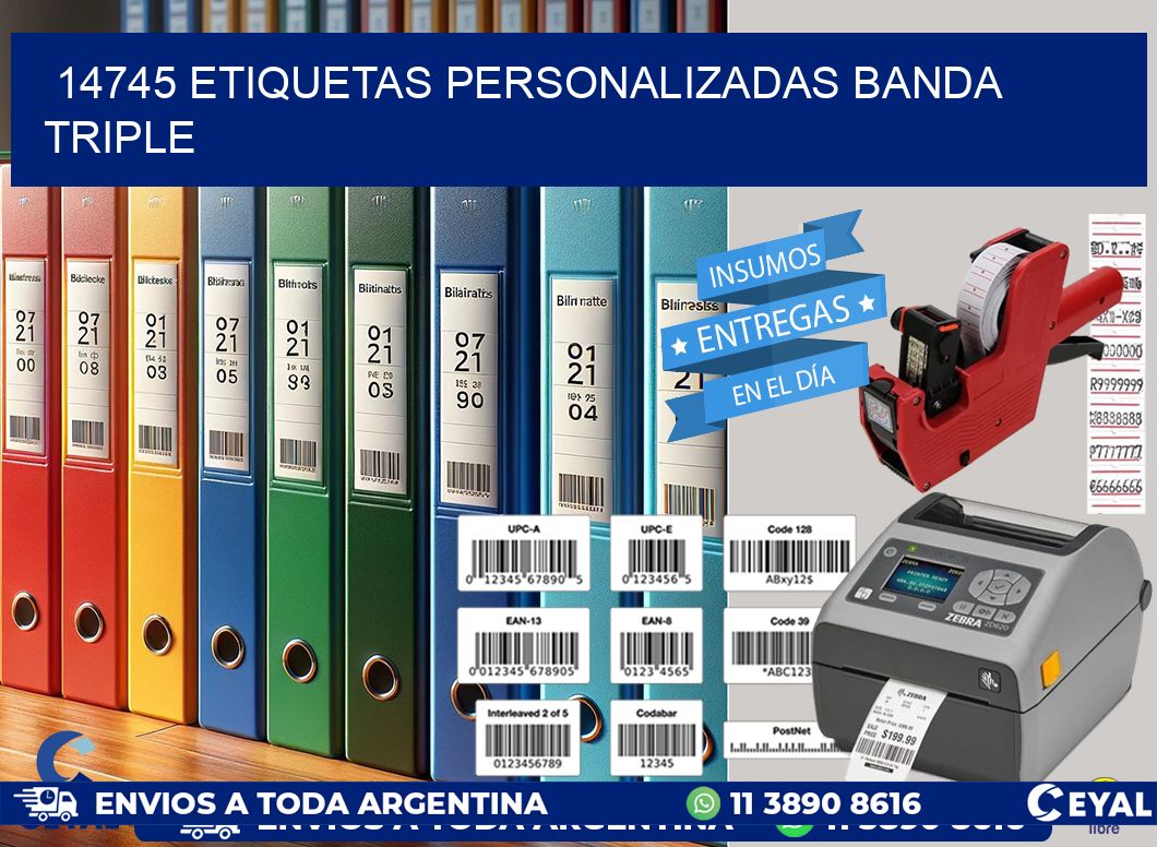 14745 Etiquetas personalizadas banda triple