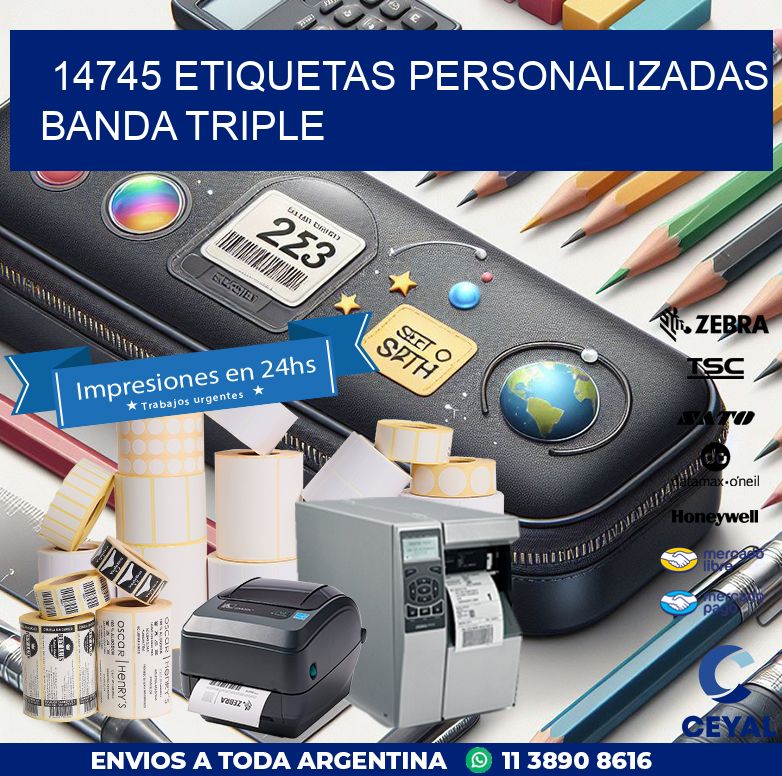 14745 Etiquetas personalizadas banda triple