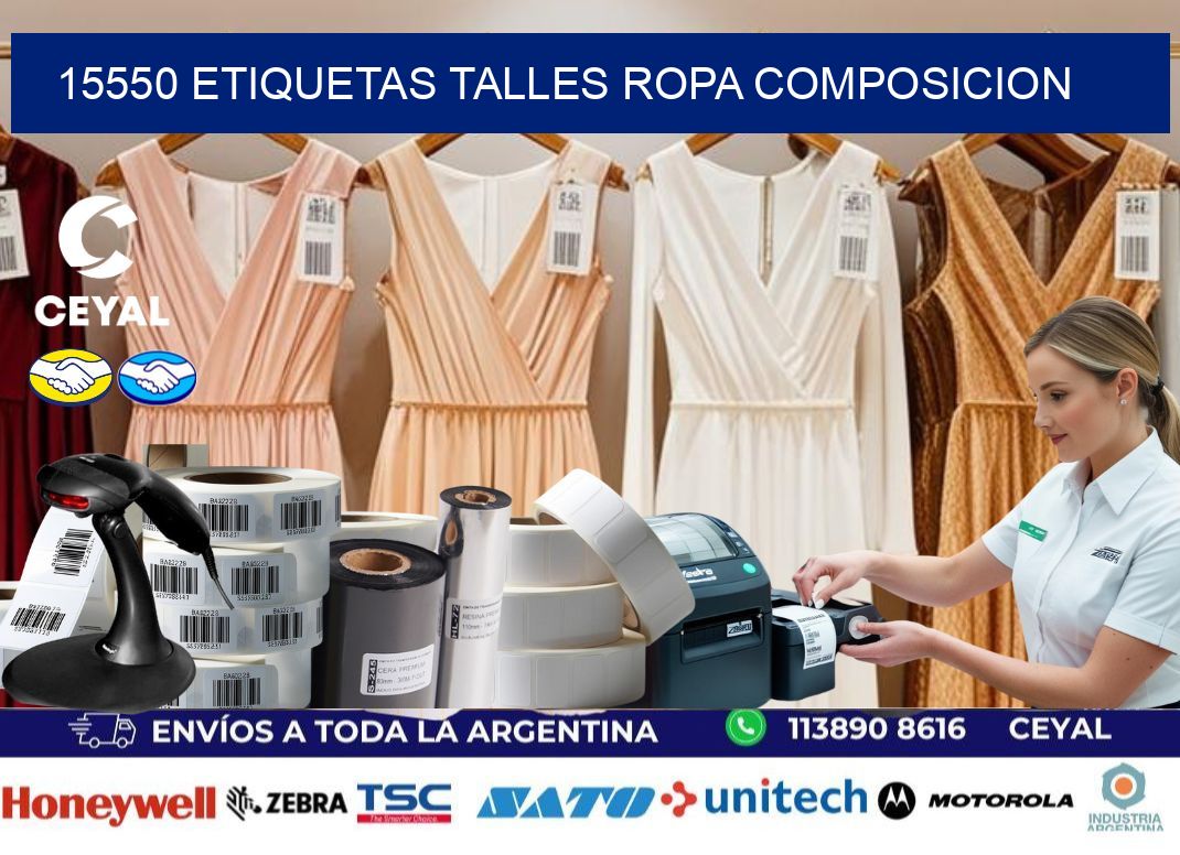 15550 ETIQUETAS TALLES ROPA COMPOSICION