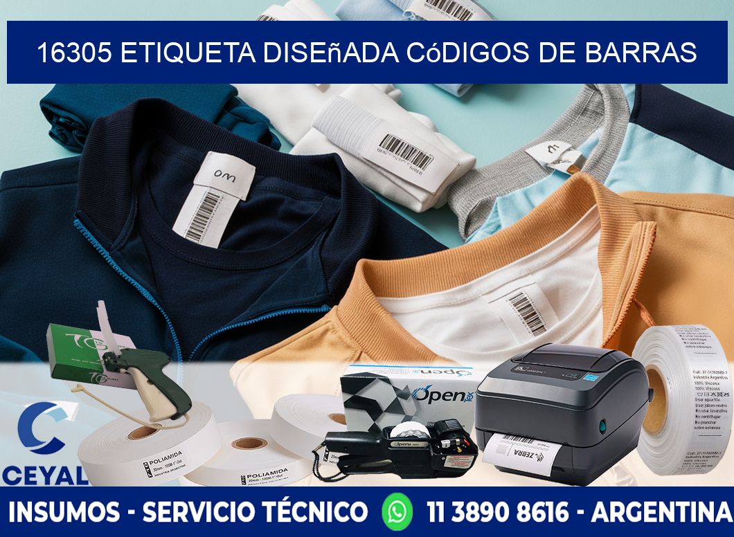 16305 etiqueta diseñada códigos de barras