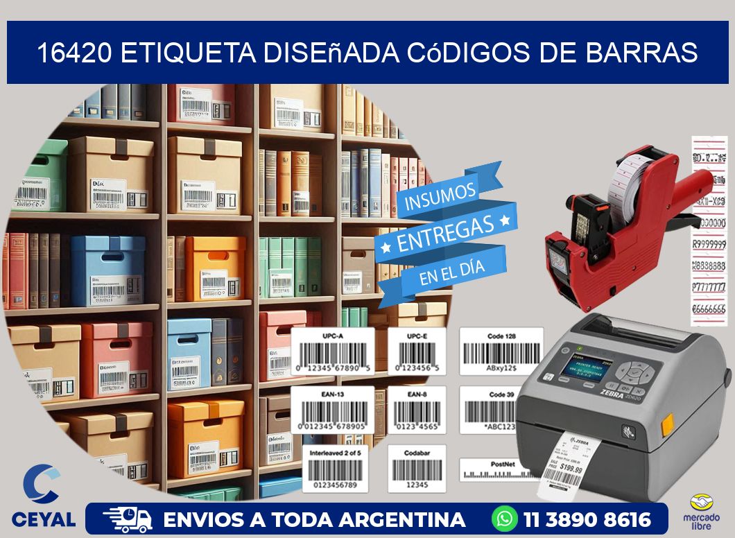 16420 etiqueta diseñada códigos de barras
