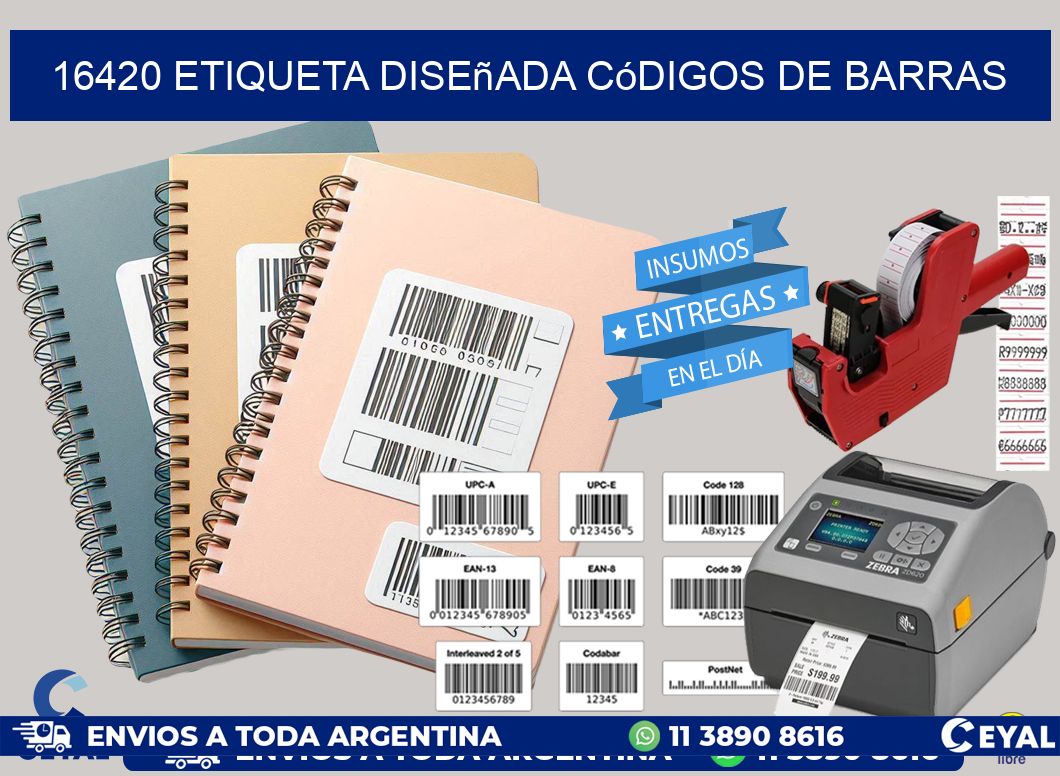 16420 etiqueta diseñada códigos de barras