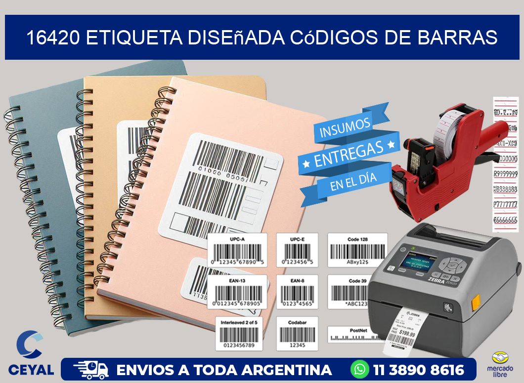 16420 etiqueta diseñada códigos de barras