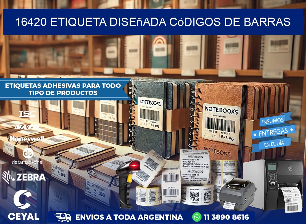 16420 etiqueta diseñada códigos de barras