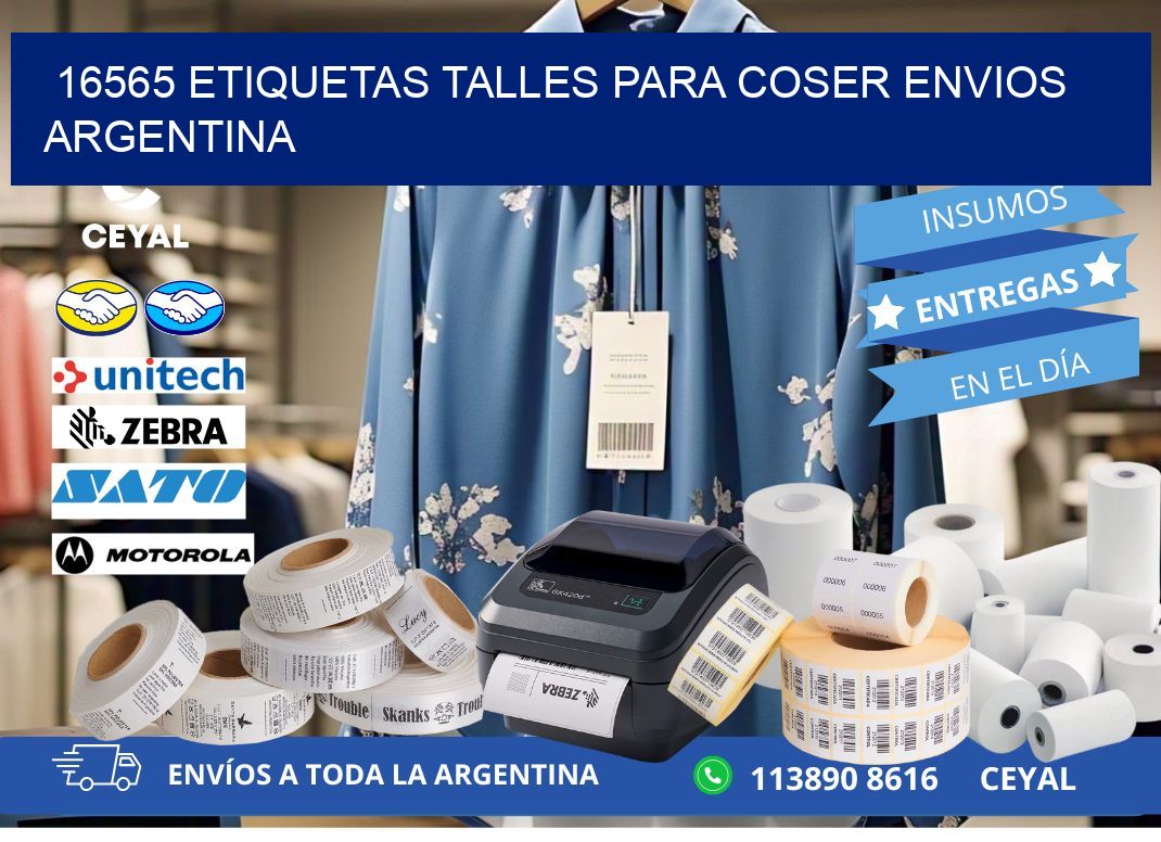 16565 ETIQUETAS TALLES PARA COSER ENVIOS ARGENTINA