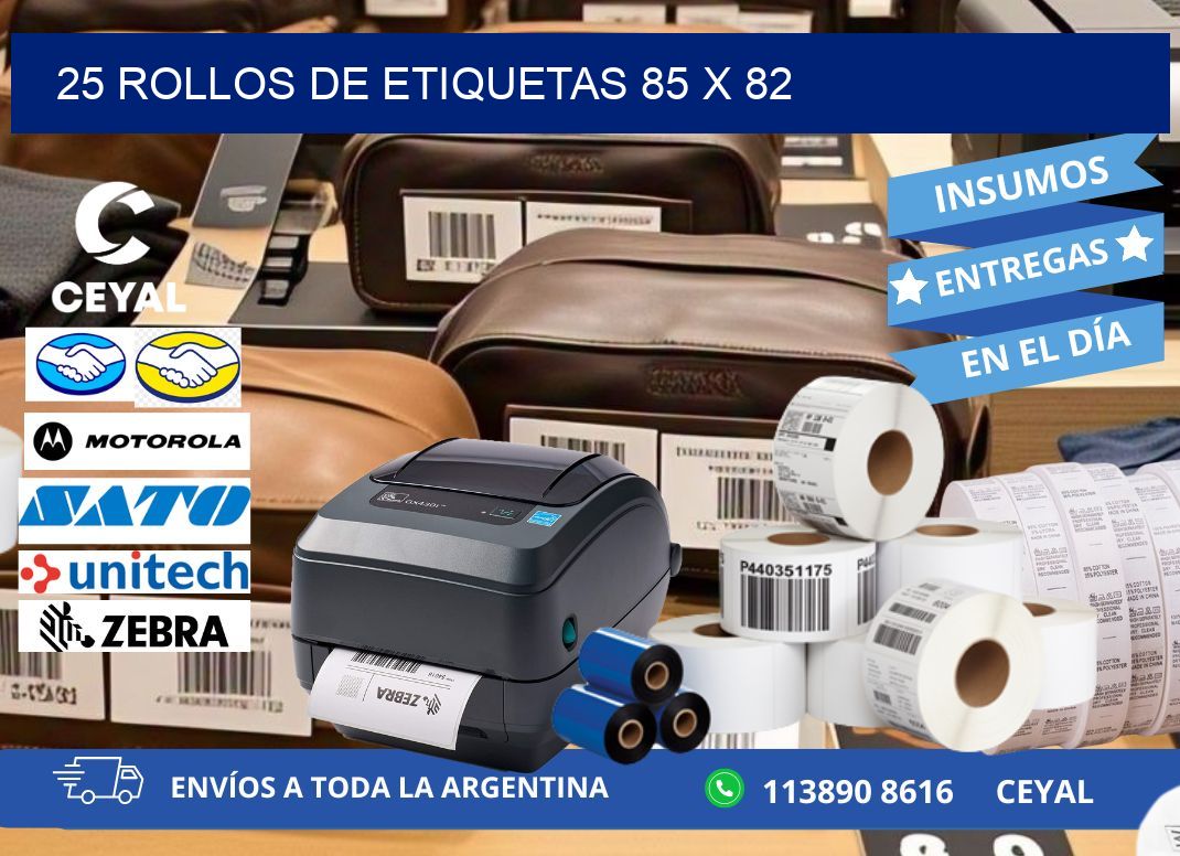 25 ROLLOS DE ETIQUETAS 85 x 82