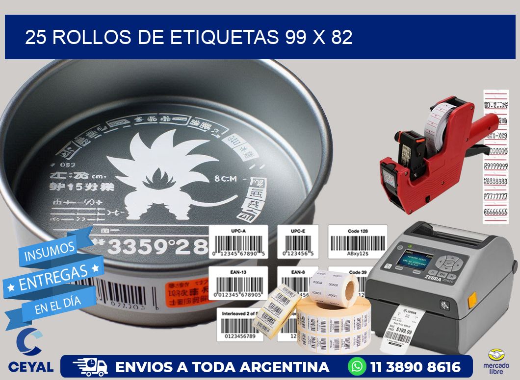 25 ROLLOS DE ETIQUETAS 99 x 82
