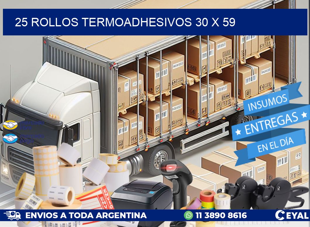 25 ROLLOS TERMOADHESIVOS 30 x 59
