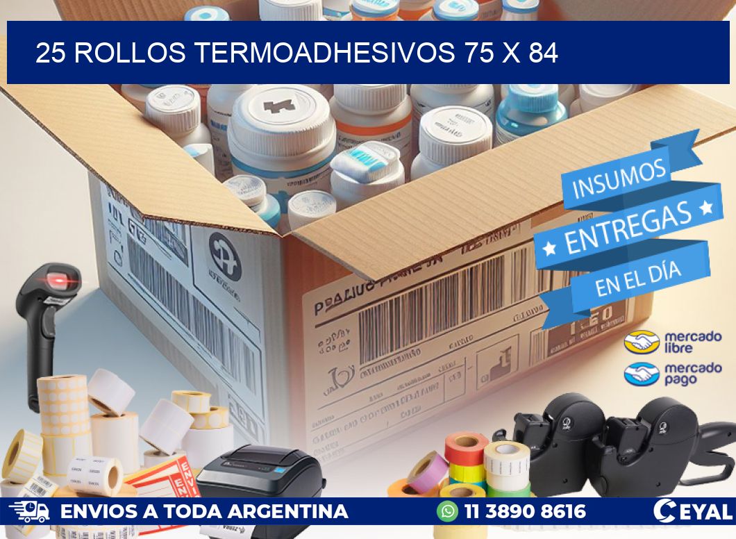 25 ROLLOS TERMOADHESIVOS 75 x 84