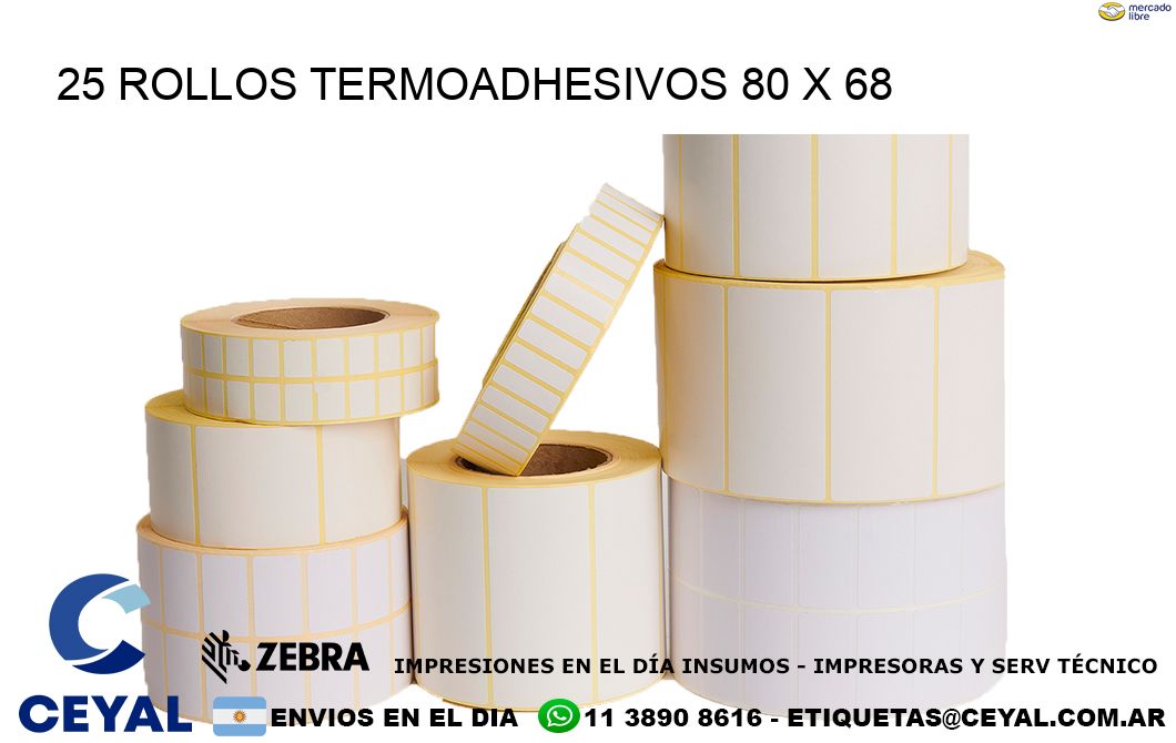 25 ROLLOS TERMOADHESIVOS 80 x 68