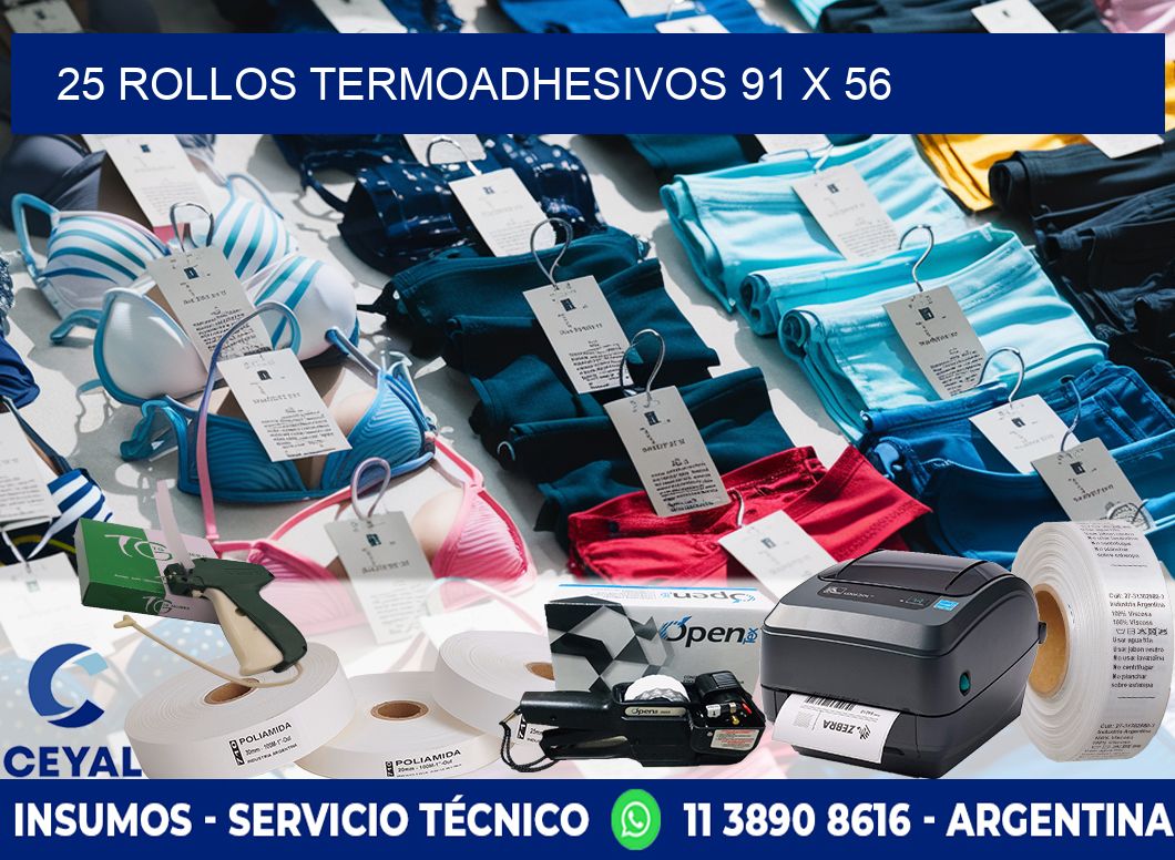 25 ROLLOS TERMOADHESIVOS 91 x 56