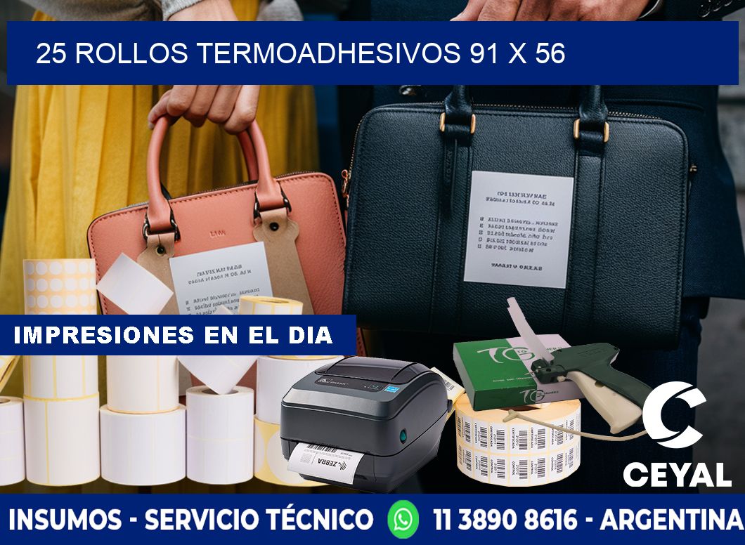 25 ROLLOS TERMOADHESIVOS 91 x 56
