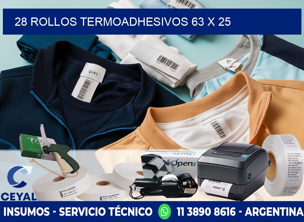 28 ROLLOS TERMOADHESIVOS 63 x 25