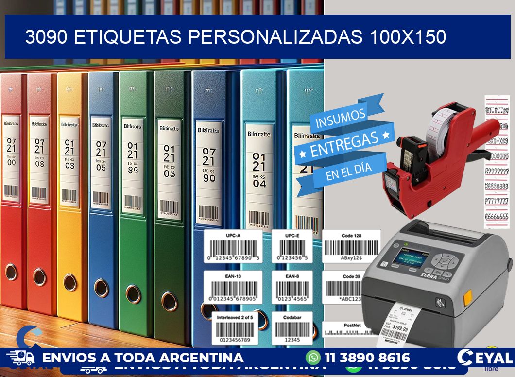 3090 Etiquetas personalizadas 100x150