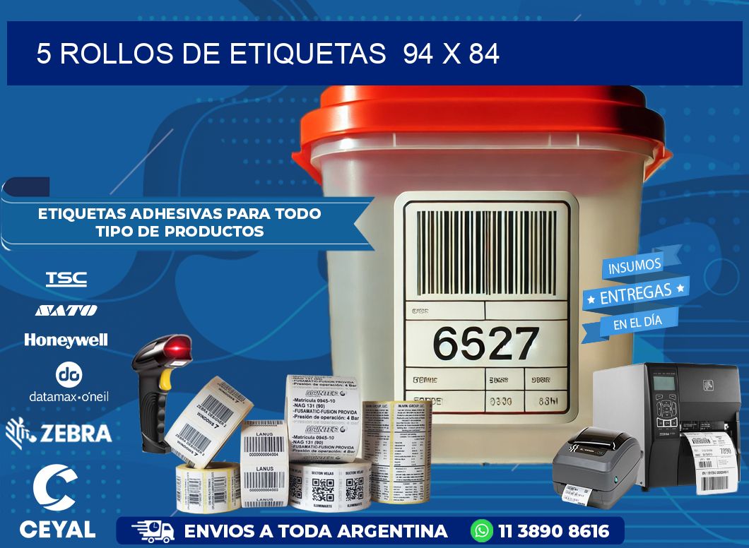5 ROLLOS DE ETIQUETAS  94 x 84