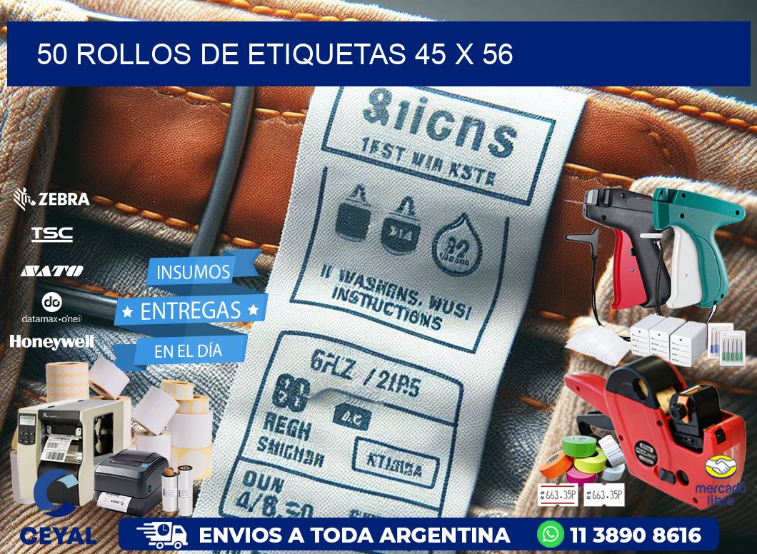 50 ROLLOS DE ETIQUETAS 45 x 56