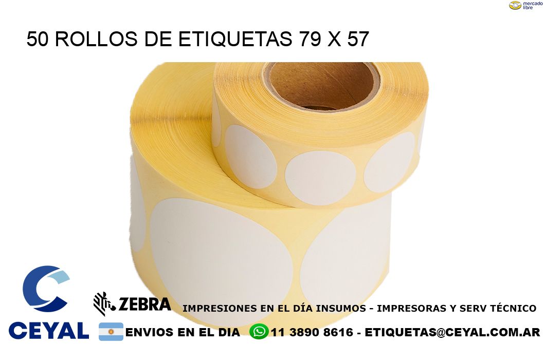50 ROLLOS DE ETIQUETAS 79 x 57