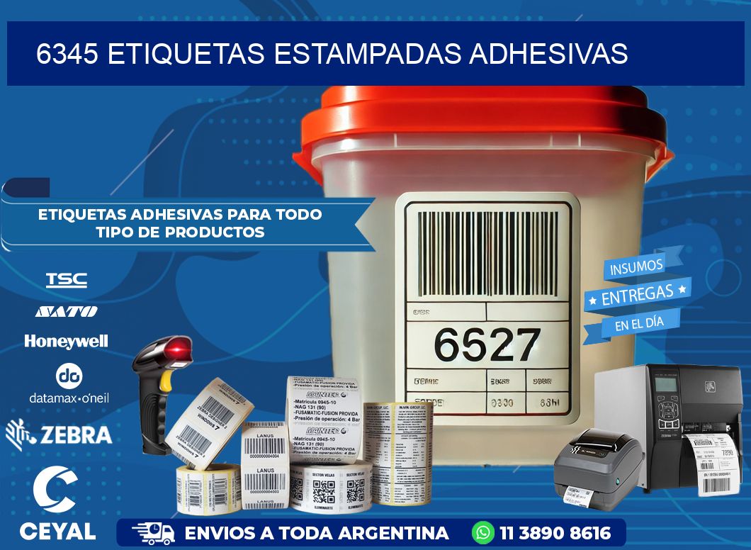 6345 etiquetas estampadas adhesivas