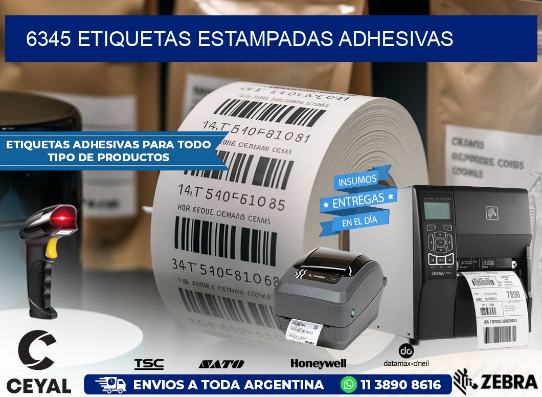 6345 etiquetas estampadas adhesivas