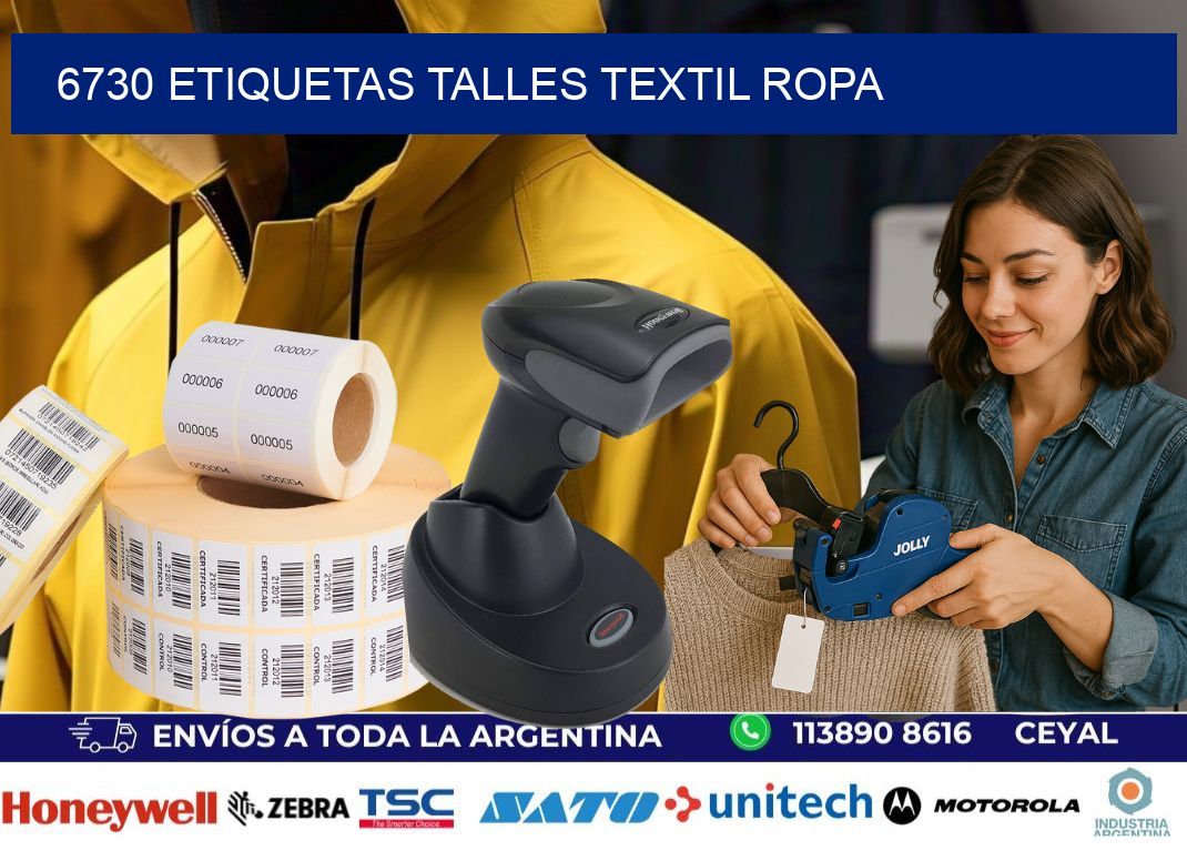 6730 ETIQUETAS TALLES TEXTIL ROPA