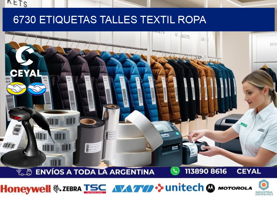 6730 ETIQUETAS TALLES TEXTIL ROPA