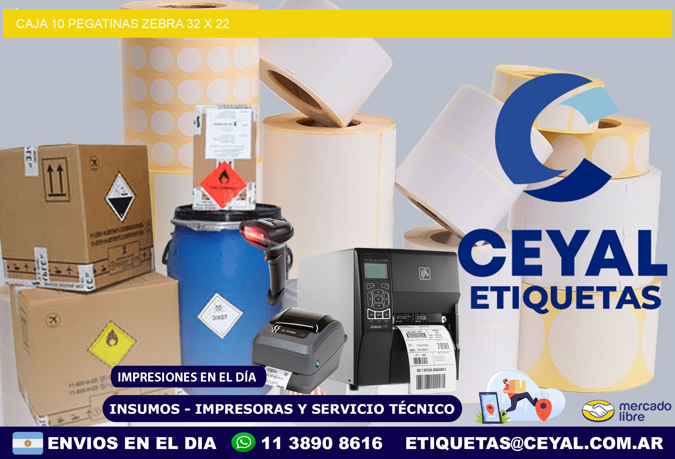 CAJA 10 PEGATINAS ZEBRA 32 x 22