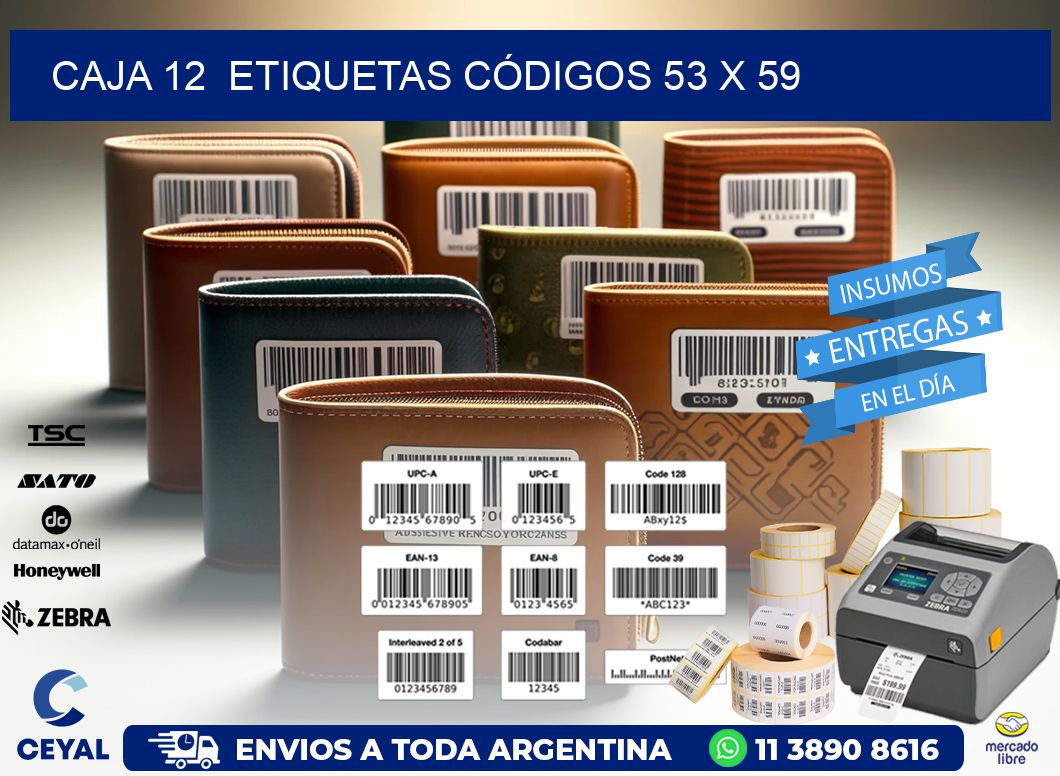 CAJA 12  ETIQUETAS CÓDIGOS 53 x 59