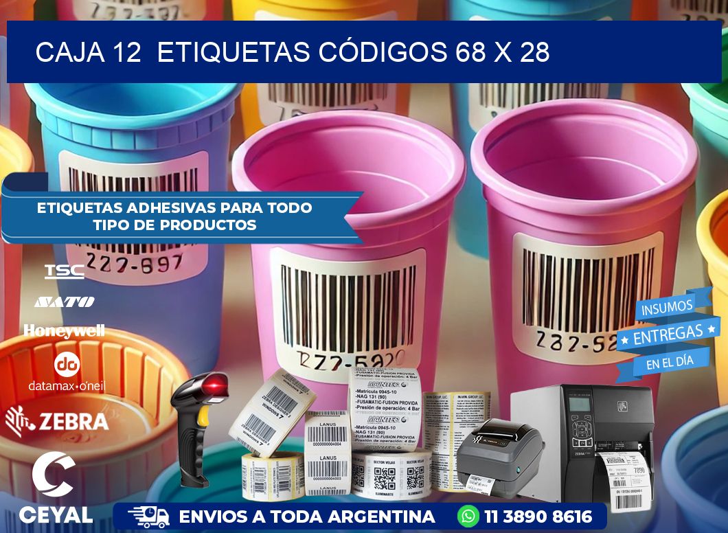 CAJA 12  ETIQUETAS CÓDIGOS 68 x 28
