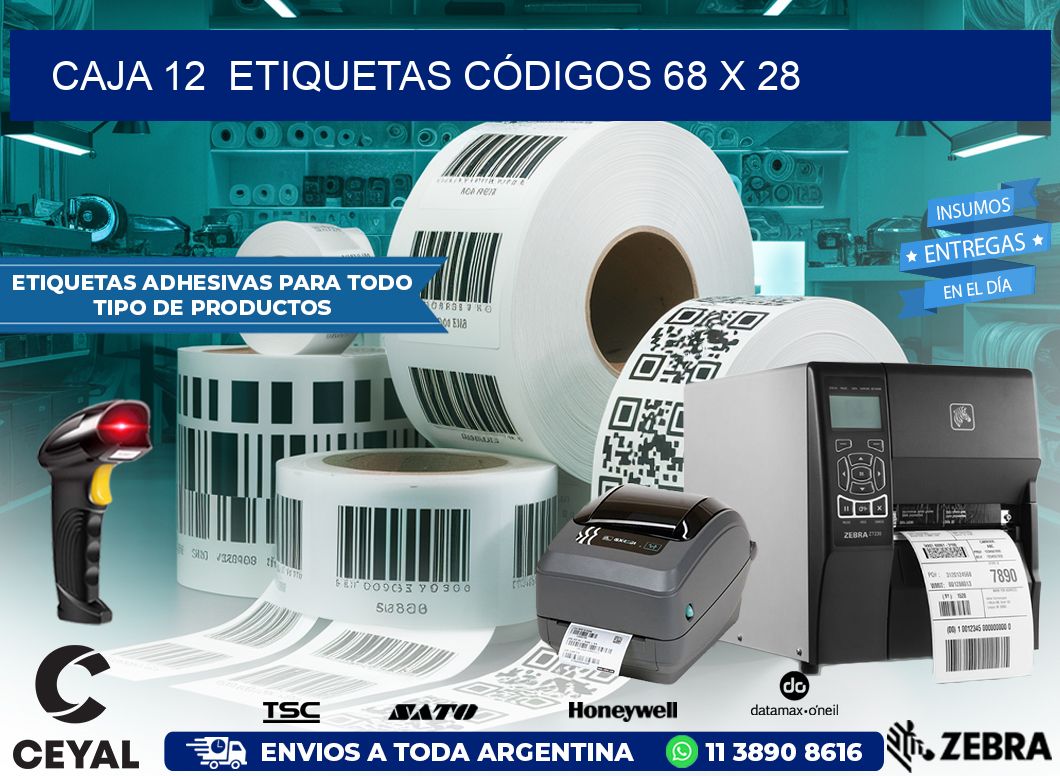 CAJA 12  ETIQUETAS CÓDIGOS 68 x 28
