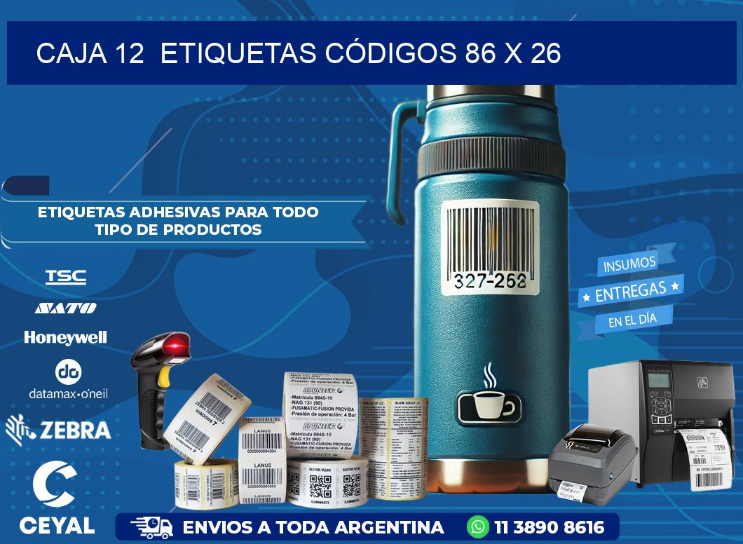 CAJA 12  ETIQUETAS CÓDIGOS 86 x 26