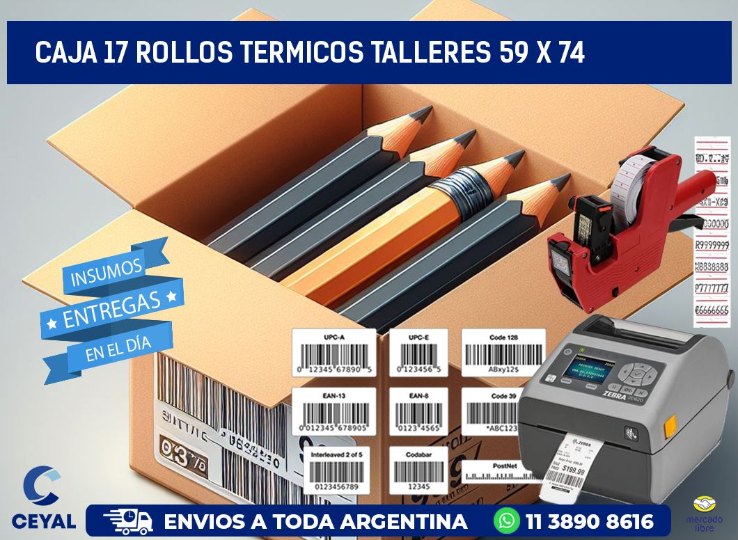 CAJA 17 ROLLOS TERMICOS TALLERES 59 x 74