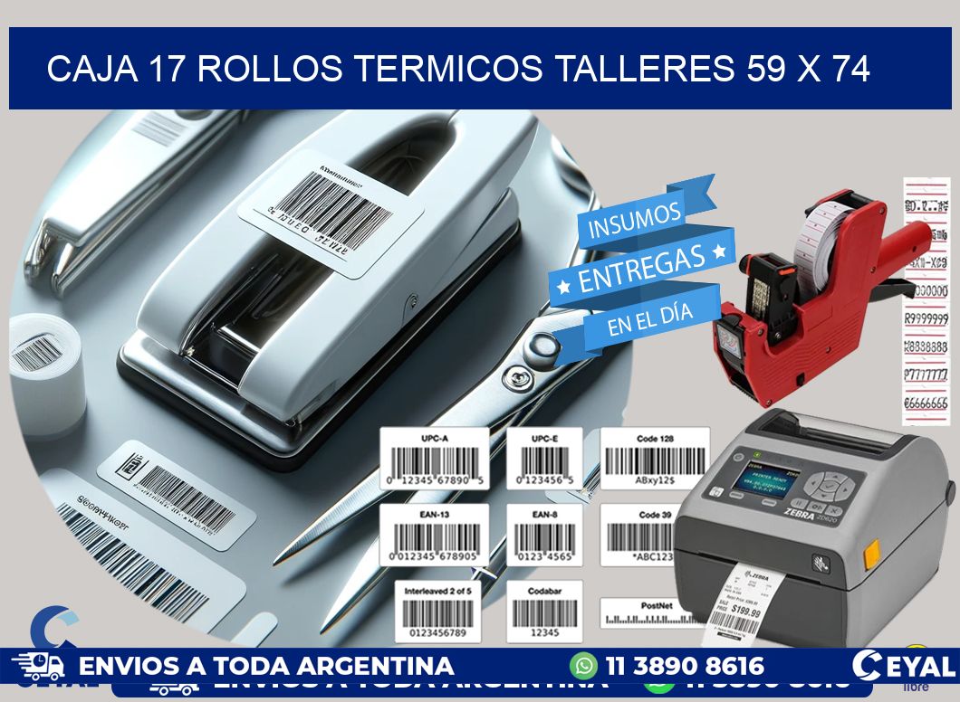 CAJA 17 ROLLOS TERMICOS TALLERES 59 x 74