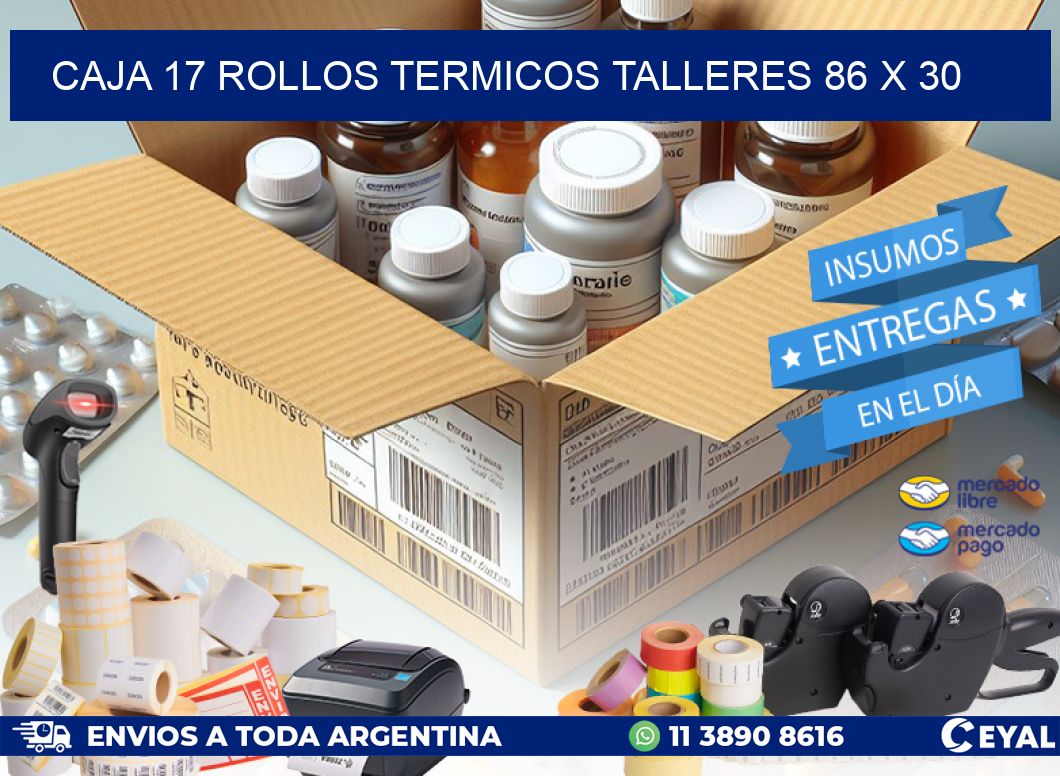 CAJA 17 ROLLOS TERMICOS TALLERES 86 x 30