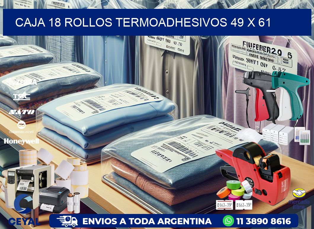 CAJA 18 ROLLOS TERMOADHESIVOS 49 x 61