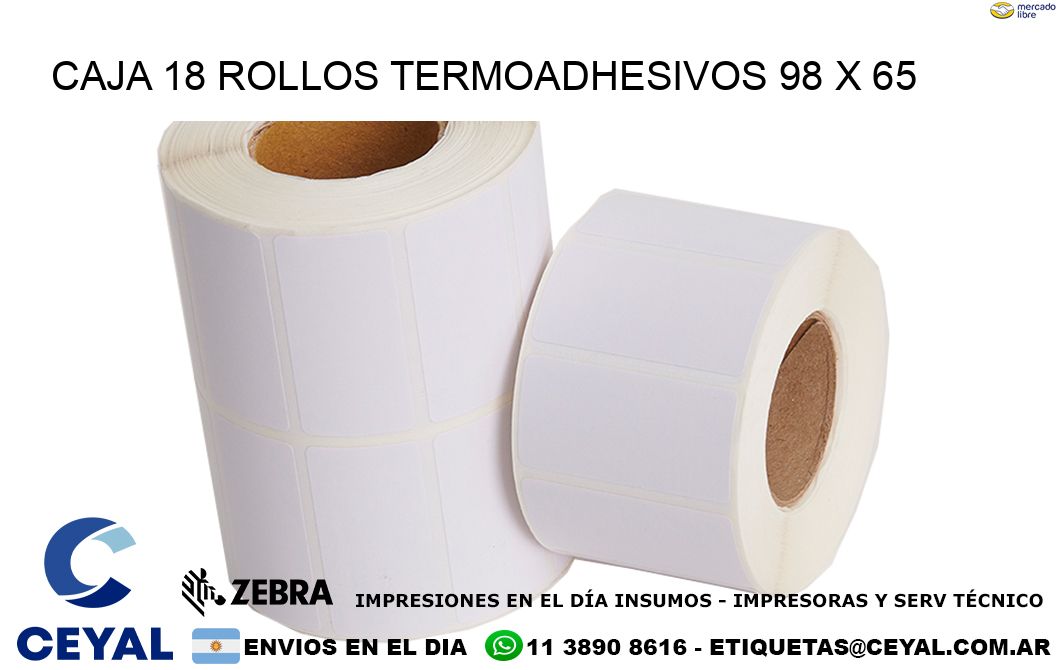 CAJA 18 ROLLOS TERMOADHESIVOS 98 x 65