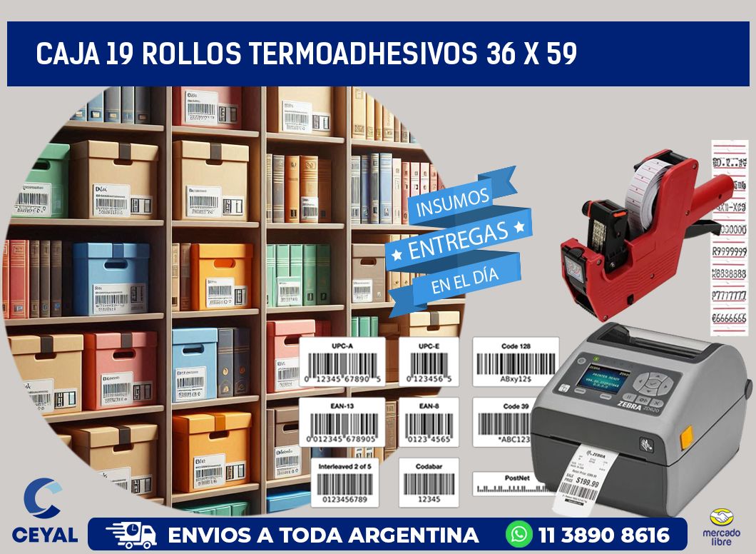 CAJA 19 ROLLOS TERMOADHESIVOS 36 x 59