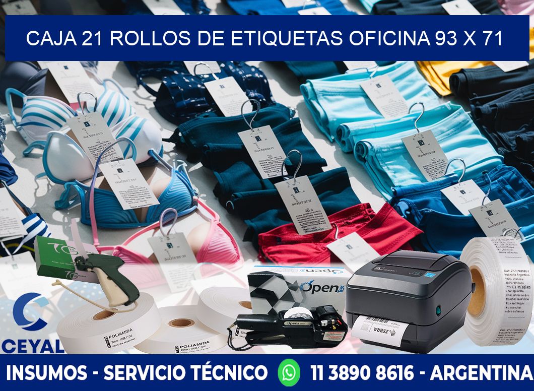 CAJA 21 ROLLOS DE ETIQUETAS OFICINA 93 x 71