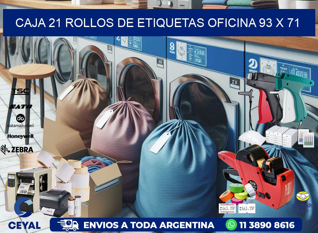 CAJA 21 ROLLOS DE ETIQUETAS OFICINA 93 x 71