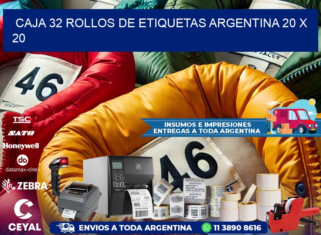 CAJA 32 ROLLOS DE ETIQUETAS ARGENTINA 20 x 20