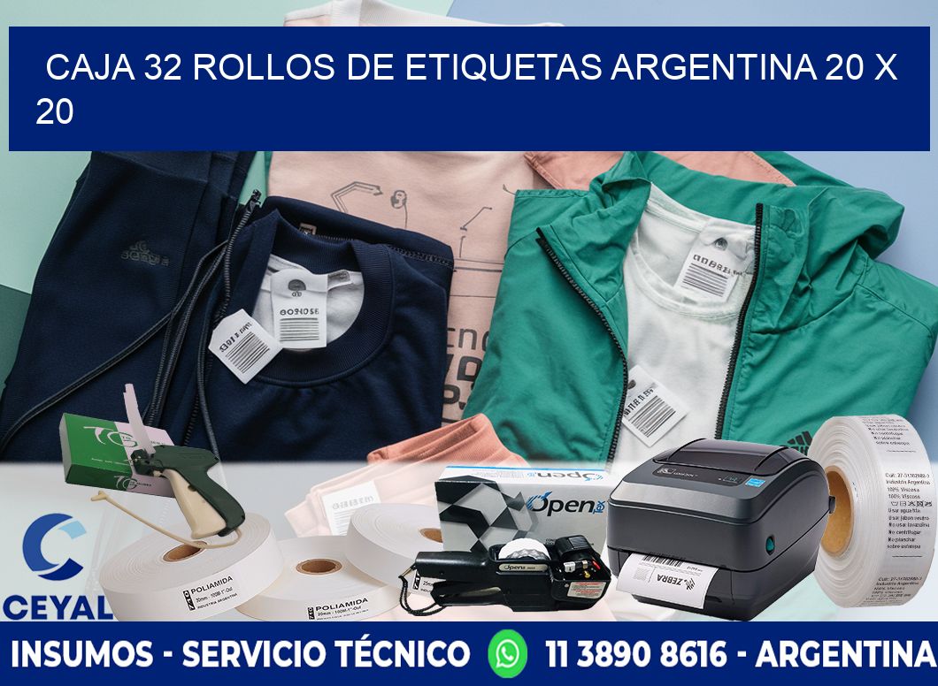 CAJA 32 ROLLOS DE ETIQUETAS ARGENTINA 20 x 20