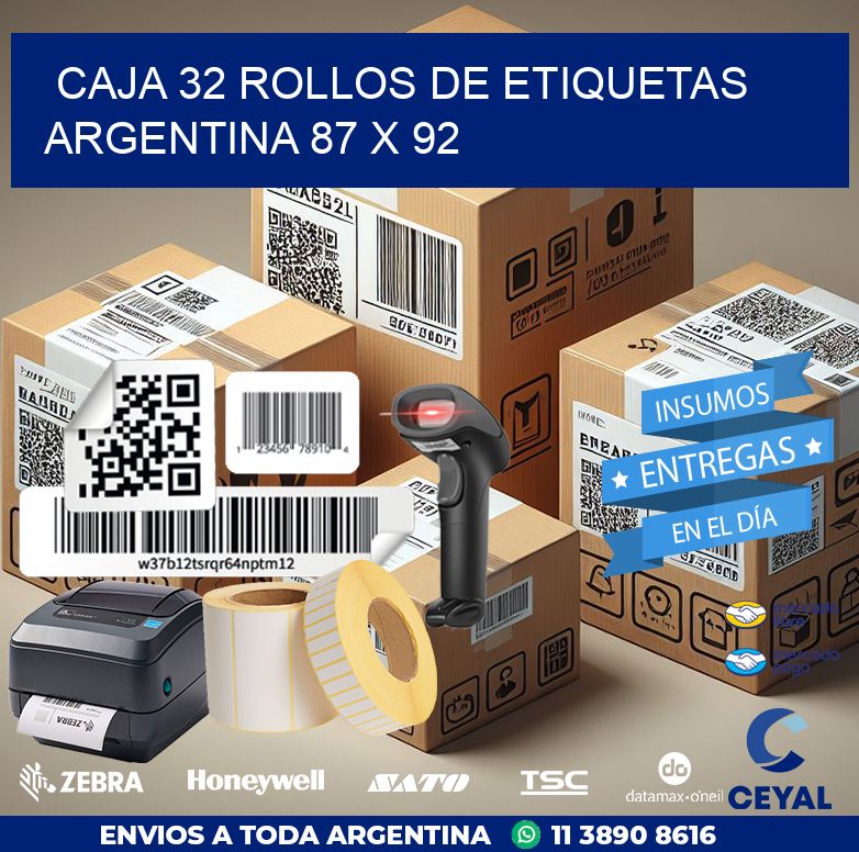 CAJA 32 ROLLOS DE ETIQUETAS ARGENTINA 87 x 92