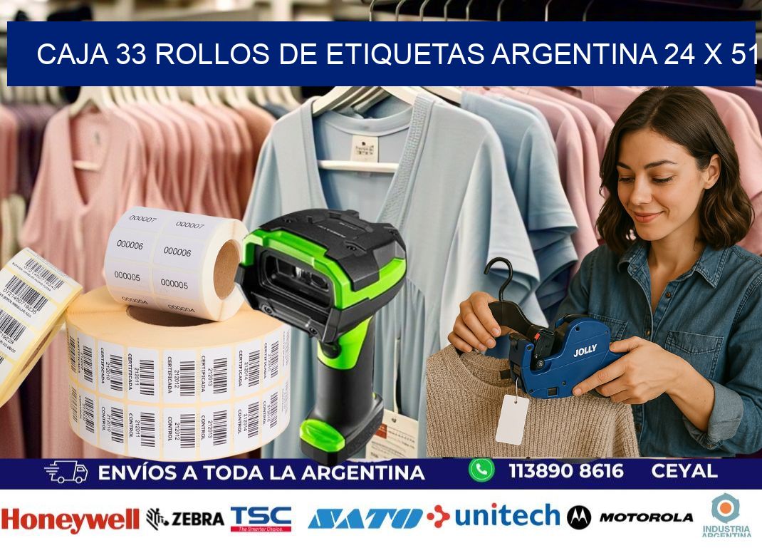 CAJA 33 ROLLOS DE ETIQUETAS ARGENTINA 24 x 51