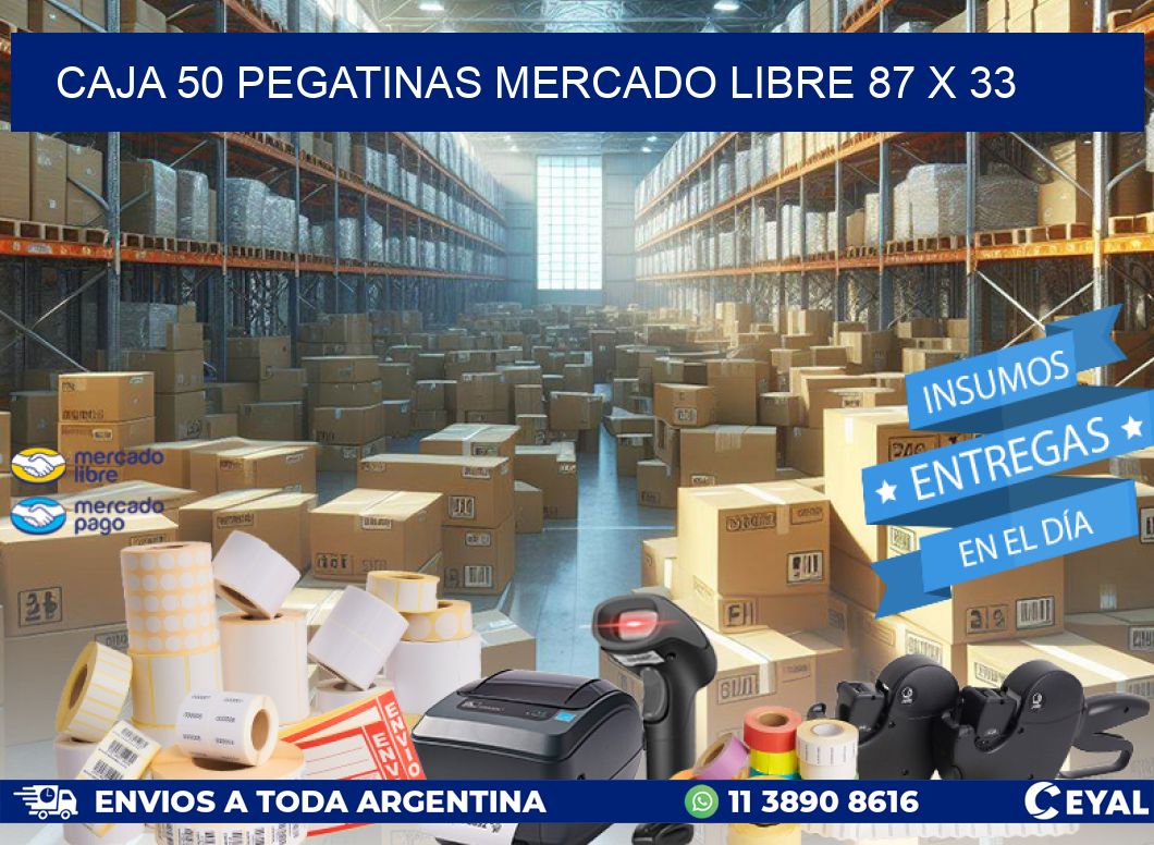 CAJA 50 PEGATINAS MERCADO LIBRE 87 x 33