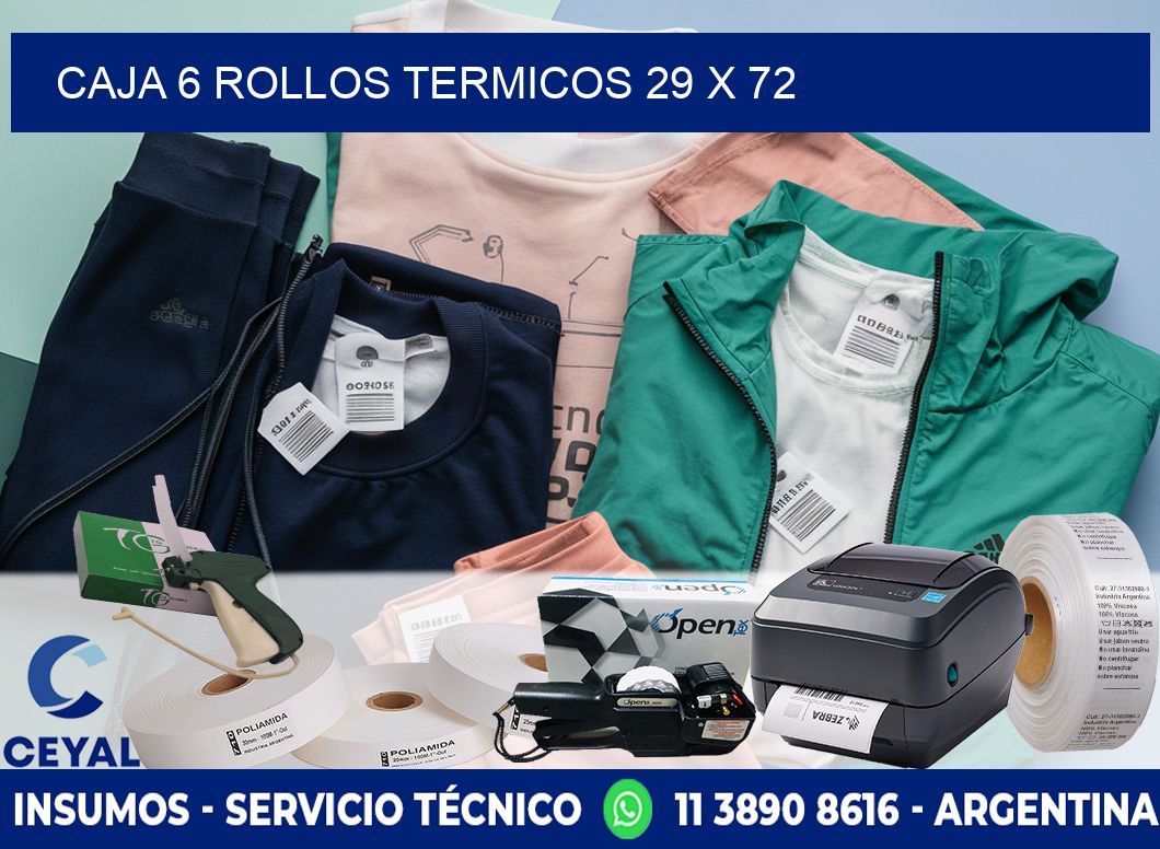 CAJA 6 ROLLOS TERMICOS 29 x 72