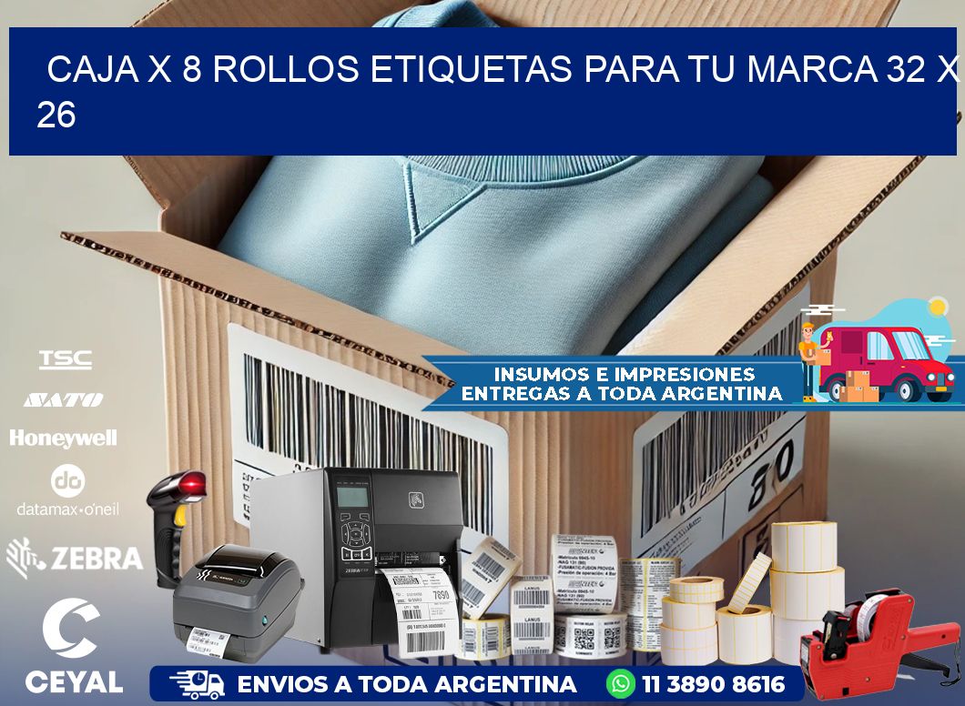 Caja X 8 Rollos Etiquetas para tu marca 32 x 26
