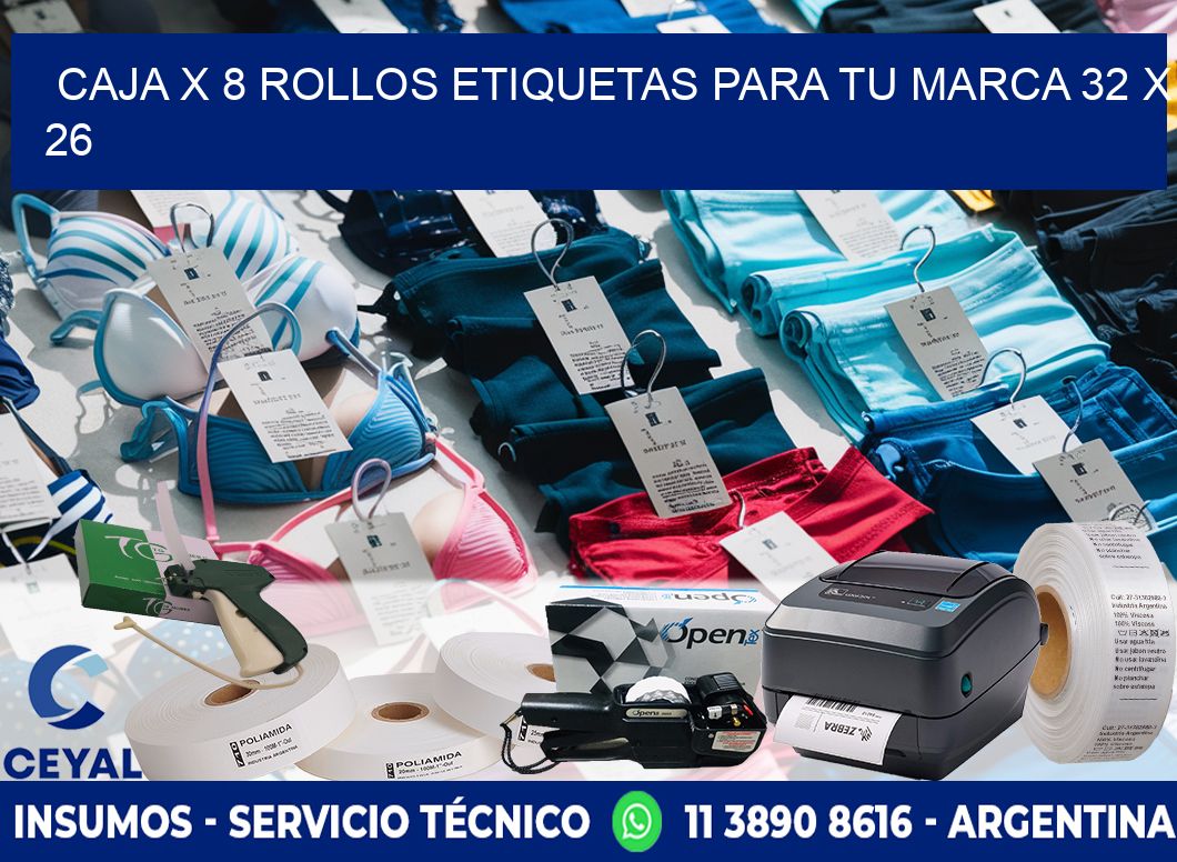 Caja X 8 Rollos Etiquetas para tu marca 32 x 26