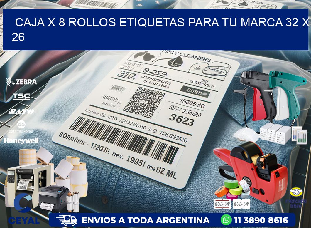 Caja X 8 Rollos Etiquetas para tu marca 32 x 26
