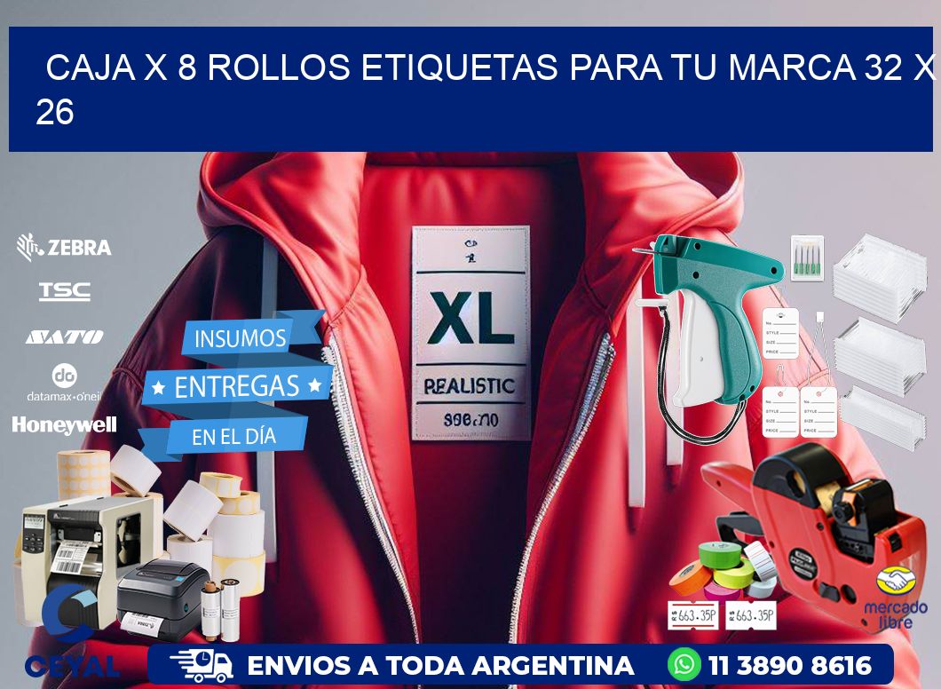 Caja X 8 Rollos Etiquetas para tu marca 32 x 26