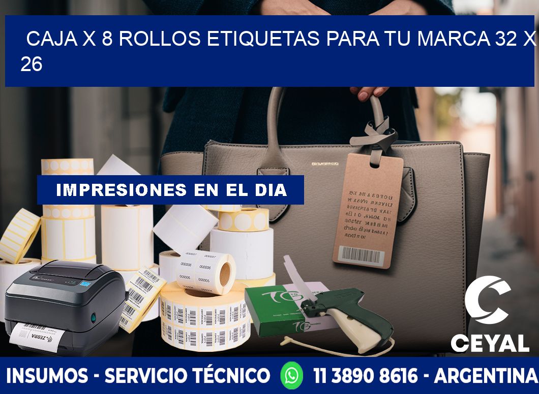 Caja X 8 Rollos Etiquetas para tu marca 32 x 26