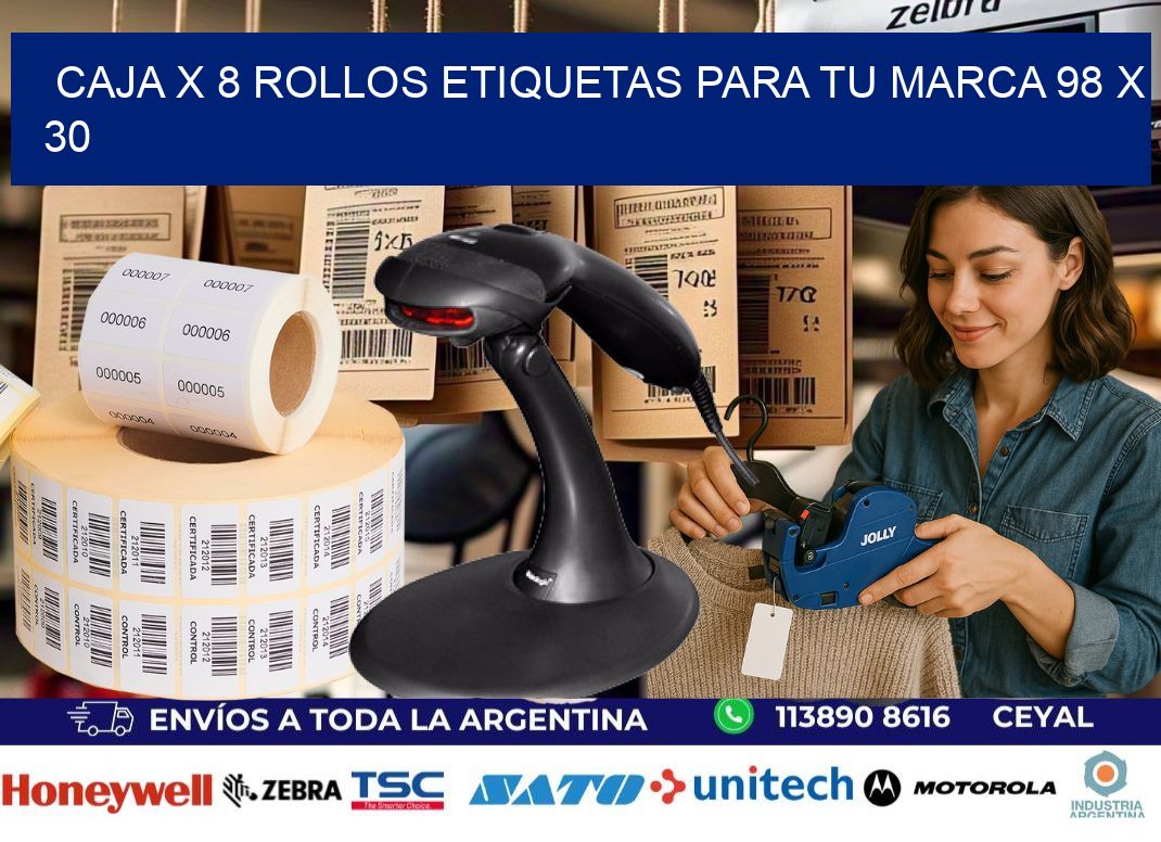 Caja X 8 Rollos Etiquetas para tu marca 98 x 30